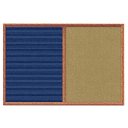 United Visual Products Enclosed Corkboard, 1 Door, 60"x36", 4" Fra, UV3424-SATIN-BLSPRU UV3424-SATIN-BLSPRU